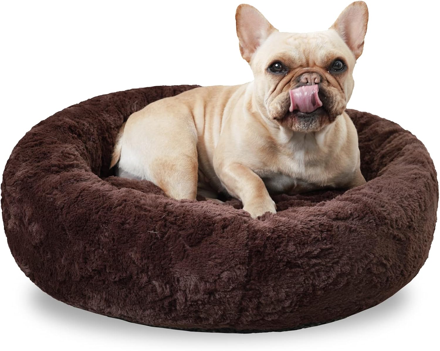 Beamlike Donut Cuddler Dog Beds for Medium Dogs Round Plush Pet Bed with Foam Anti-Anxiety Machine Washable