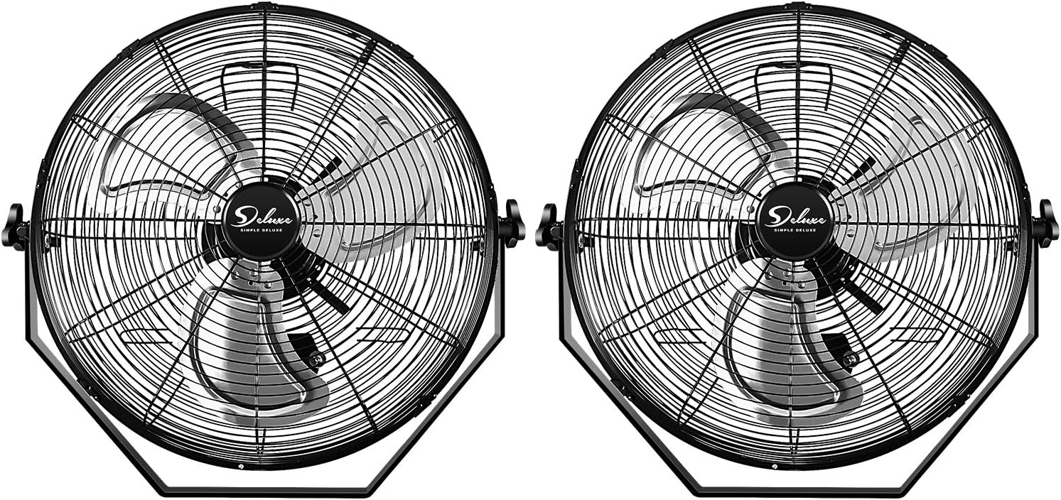 Simple Deluxe 18 Inch Industrial Wall Mount 3 Speed Commercial Ventilation Metal Fan for Warehouse, Greenhouse, Workshop, Patio, Factory and Basement, Black