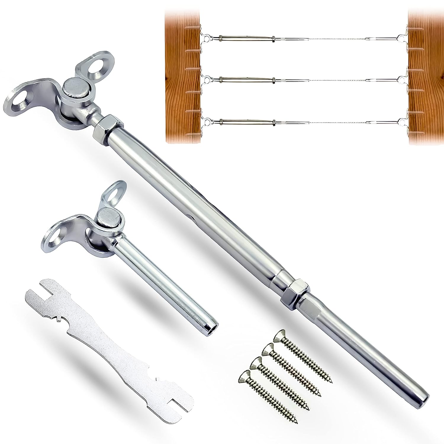 Zen-Glad 20 Pack T316 Stainless Steel 180&deg; Adjustable Angle Cable Railing Hardware Kit 1/8