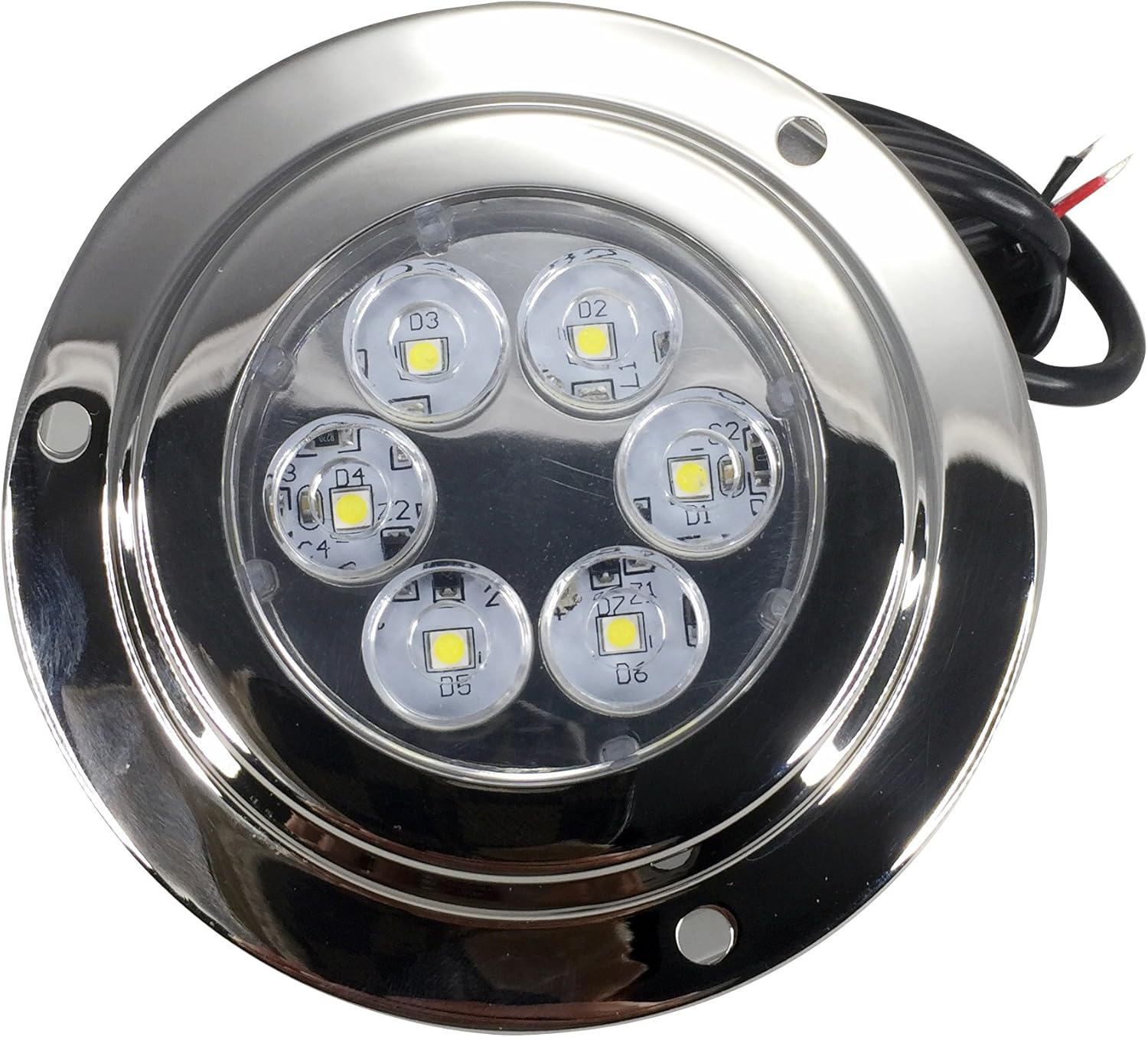 Pactrade Marine Boat SS316 LED White 6 x 2 W Underwater Light 10-30V IP 68 Pack of 2