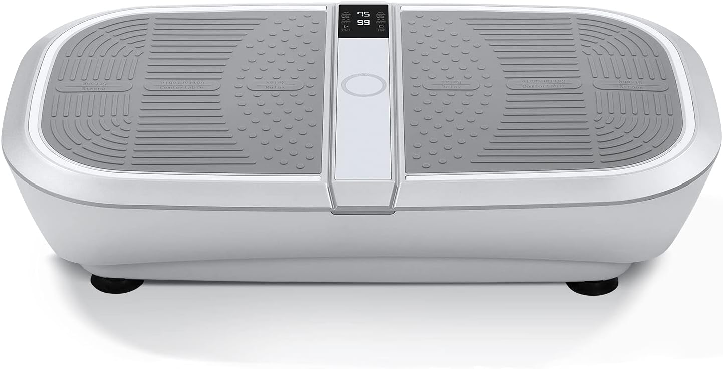 Vibrating Machine Exercise Vibration Plate Whole Body Vibration Platform Machine-99 Speed & 10 Auto Fitness Programs with Loop Bands+Resistance Bands+Remote (white-3D Vibration)