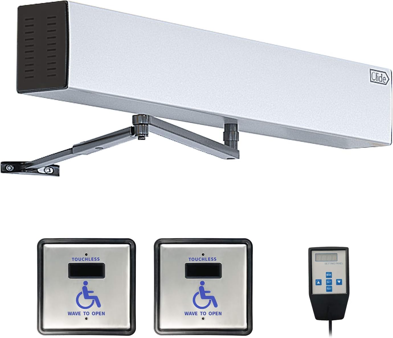 Handicap Door Opener Pair with 2 Hardwired Touchless Activation Swtiches