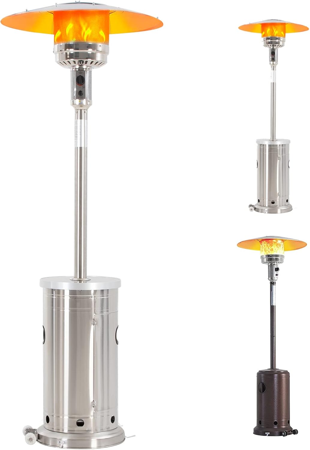 LAUSAINT HOME 48000BTU Patio Heater with Wheels,Stainless Steel Propane Gas Heaters for Outside Use,Premium Portable Outdoor Heater for Christmas Party Backyard Garden Decorations,ETL Certified