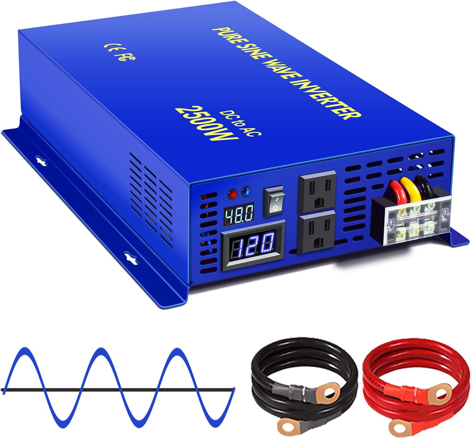 XYZ INVT 2500 Watt Pure Sine Wave Inverter 48V DC to AC 120V, 2500W Power Invert Surge 5000W Power Converter for Solar System. (2500W 48V 120V)