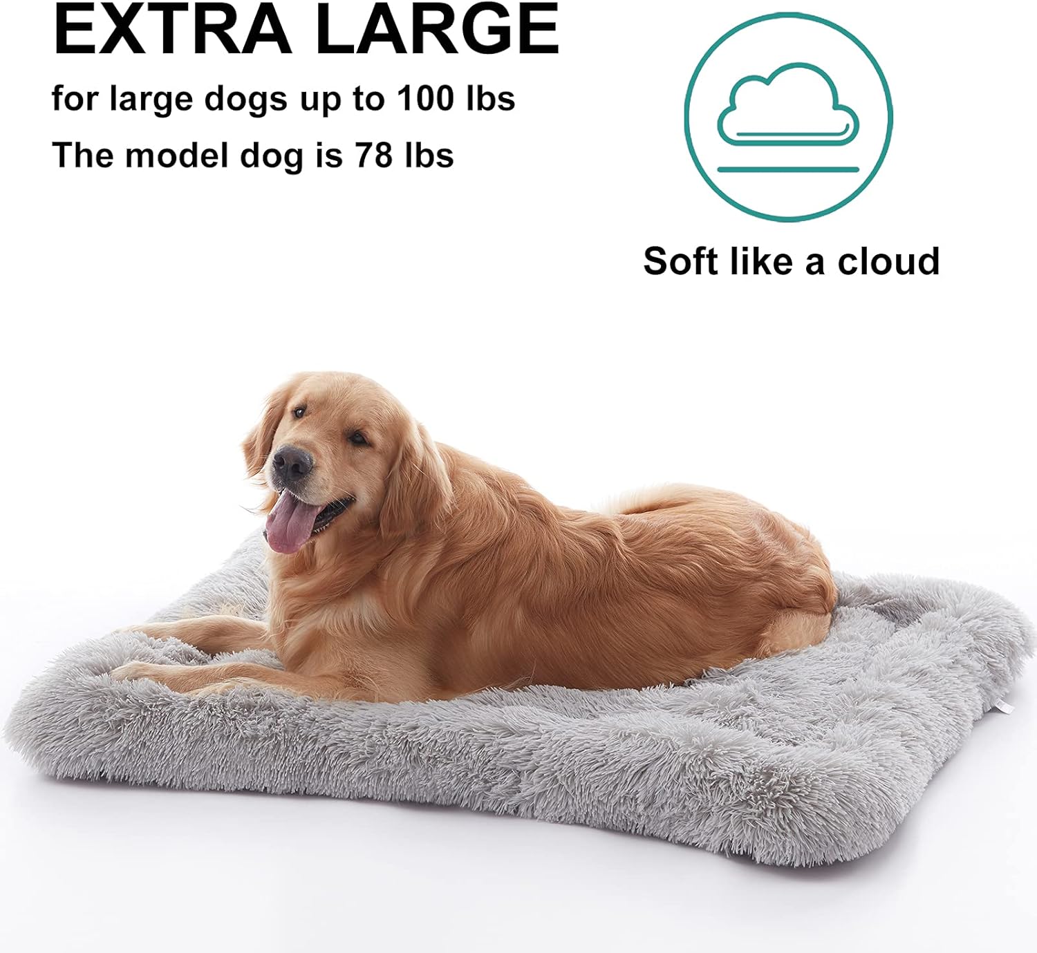 METCHIC Dog Crate Beds Large Dogs, Calming Dog Beds Crate Pads, Dog Crate Mats Machine Washable, 42''
