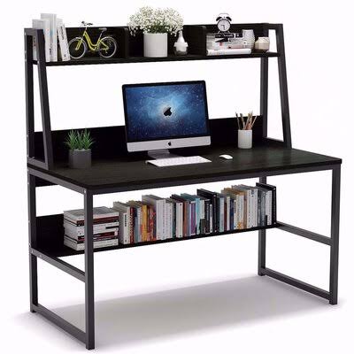 Desk with Hutch Latitude Run Color (Top/Frame): Black/Black