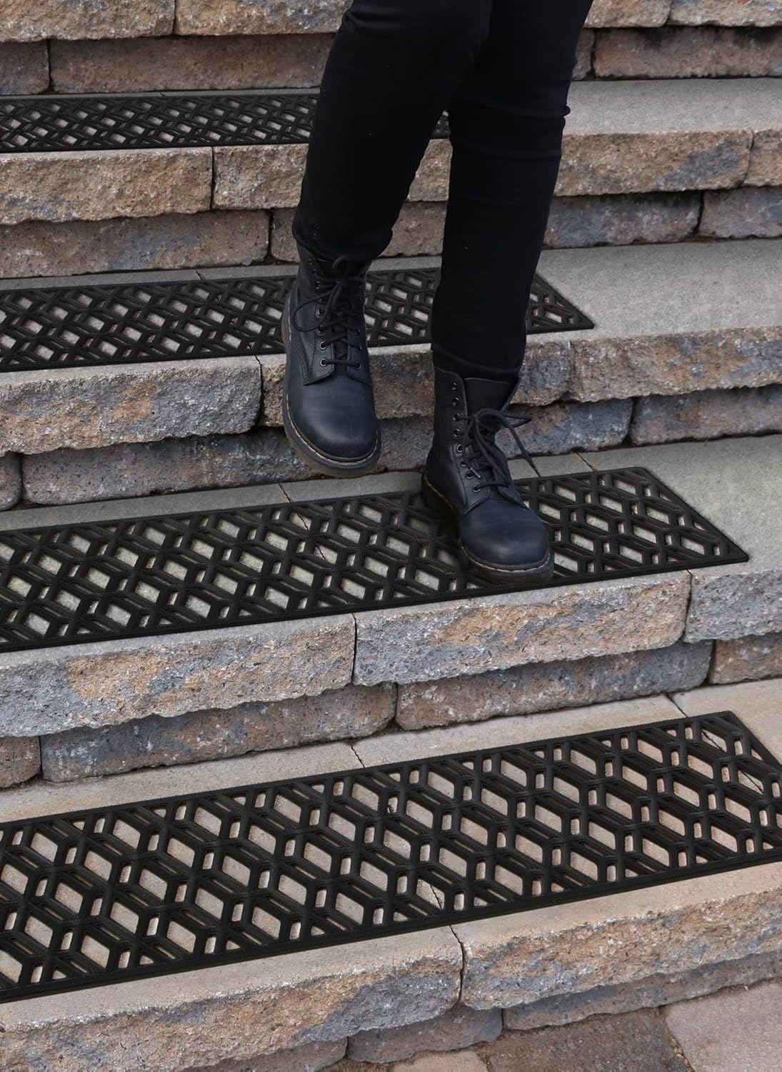 Rubber Stair Treads Non-Slip Outdoor 35&rdquo;x10&rdquo; (5-Pack) &ndash; Anti-Slip Step Mat