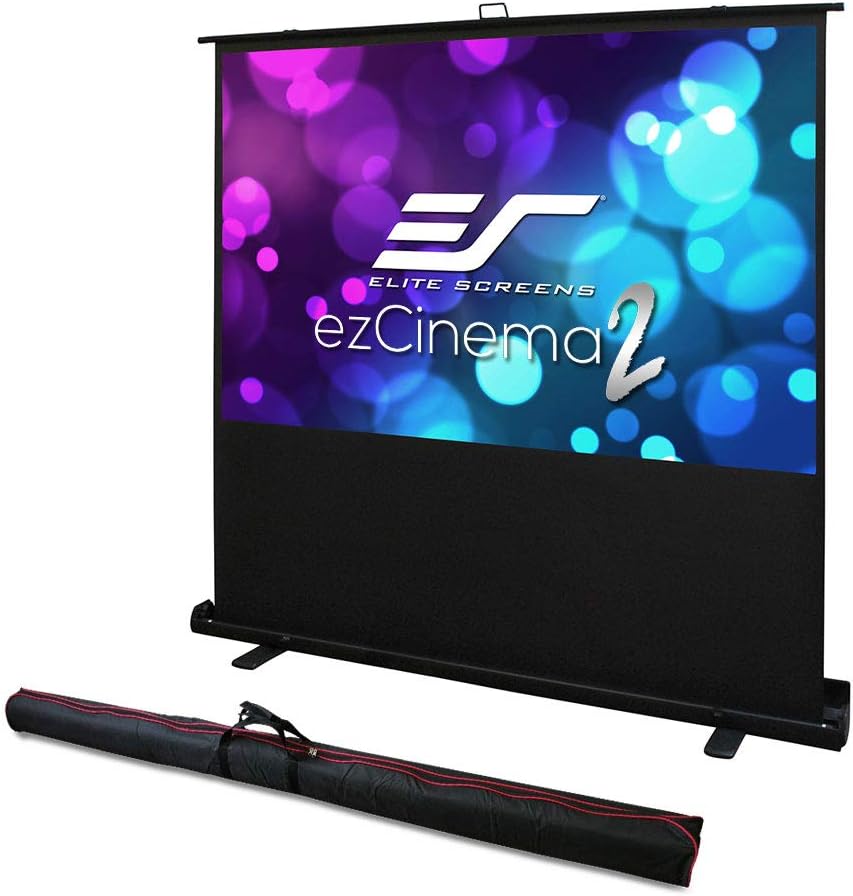Elite Screens ezCinema 2 Projector Screen, 84-inch 16:9, Manual Floor Pull Up Scissor Backed Portable Home Office Classroom Front Projection + Carrying Bag | US Based Company 2-Year Warranty, F84XWH2