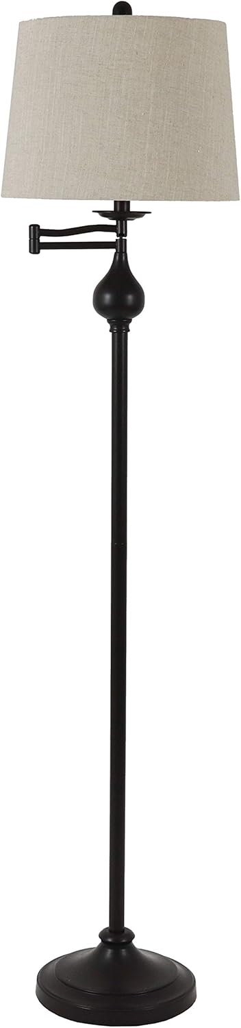 Decor Therapy Tina Floor Lamp with Swing Arm and Ball Accent, Brushed Steel - PL4377