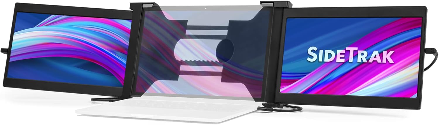 SideTrak Axis Triple Portable Monitor for Laptop | Attachable 11.9&rdquo; FHD IPS Three Screen Laptop | Compatible with Mac, PC, & Chrome | Powered by USB or HDMI