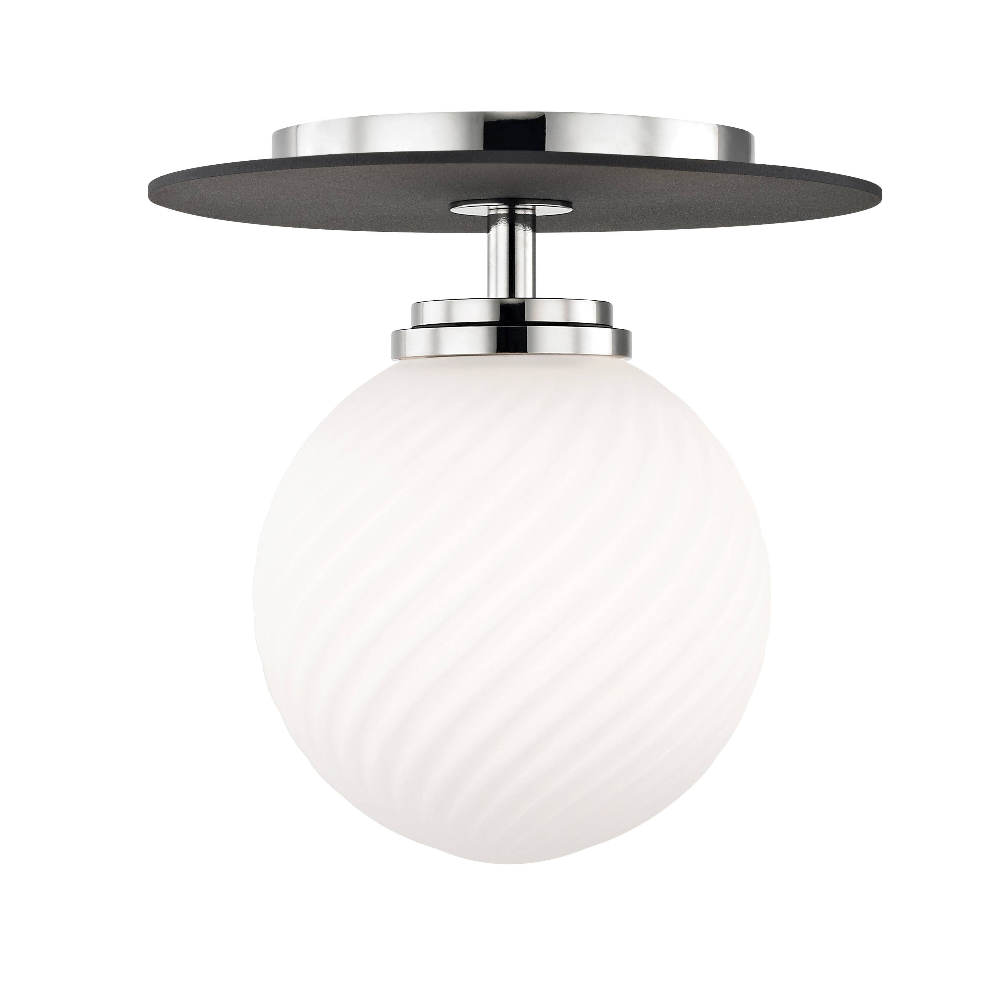 Mitzi H200501S-PN/BK Ellis 1 Light Small Flush Mount - Polished Nickel/Black