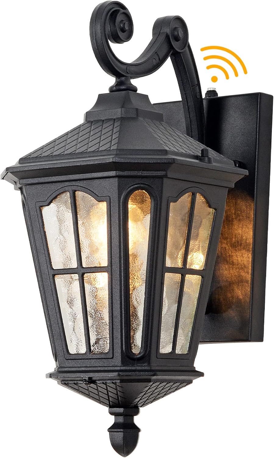 GYDZ Outdoor Wall Mount Light Fixture, Dusk to Dawn Outdoor Porch Light, Exterior Light Fixture Wall Mount , Anti-Rust Waterproof Matte Black Wall Light with Water Ripple Glass for Doorway,15'75''H