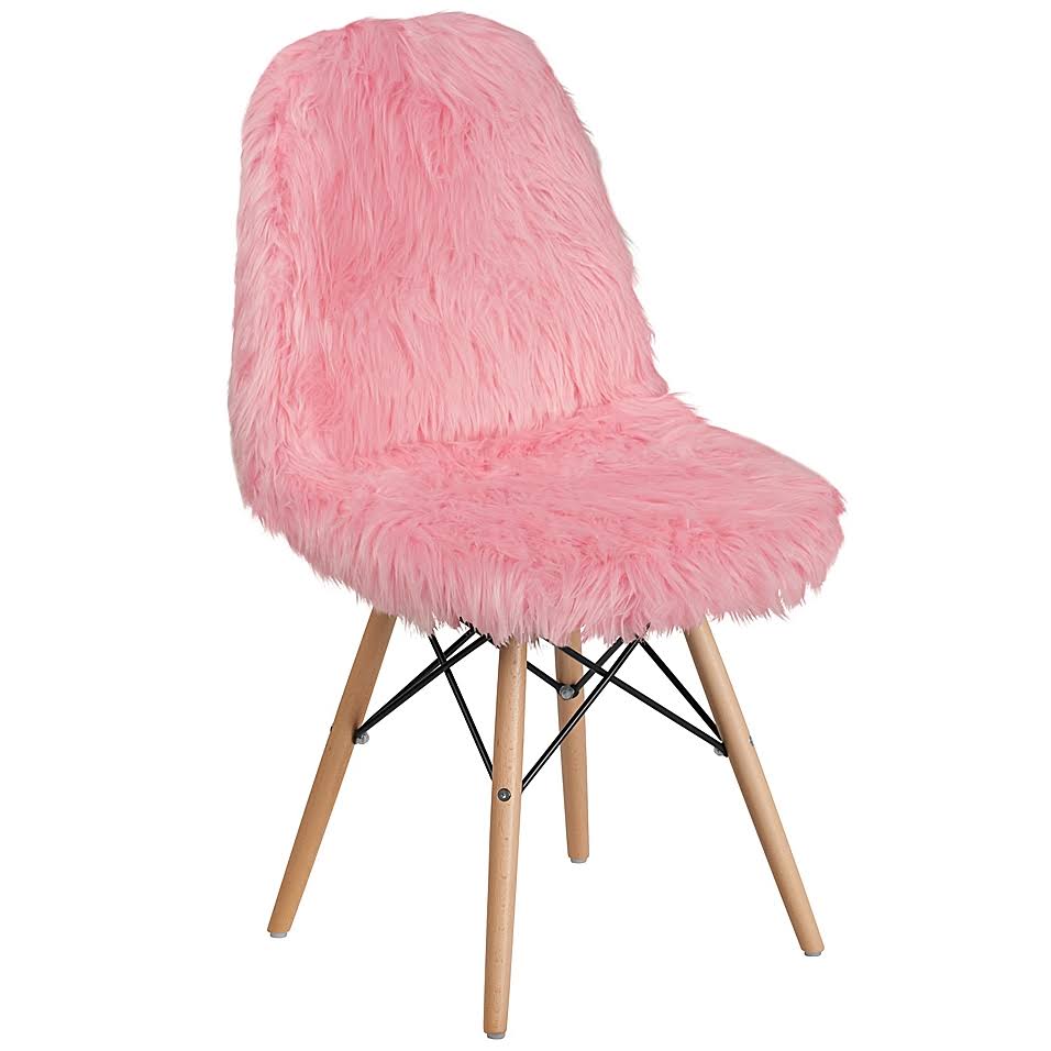 Flash Furniture Shaggy Dog Accent Chair in Light Pink