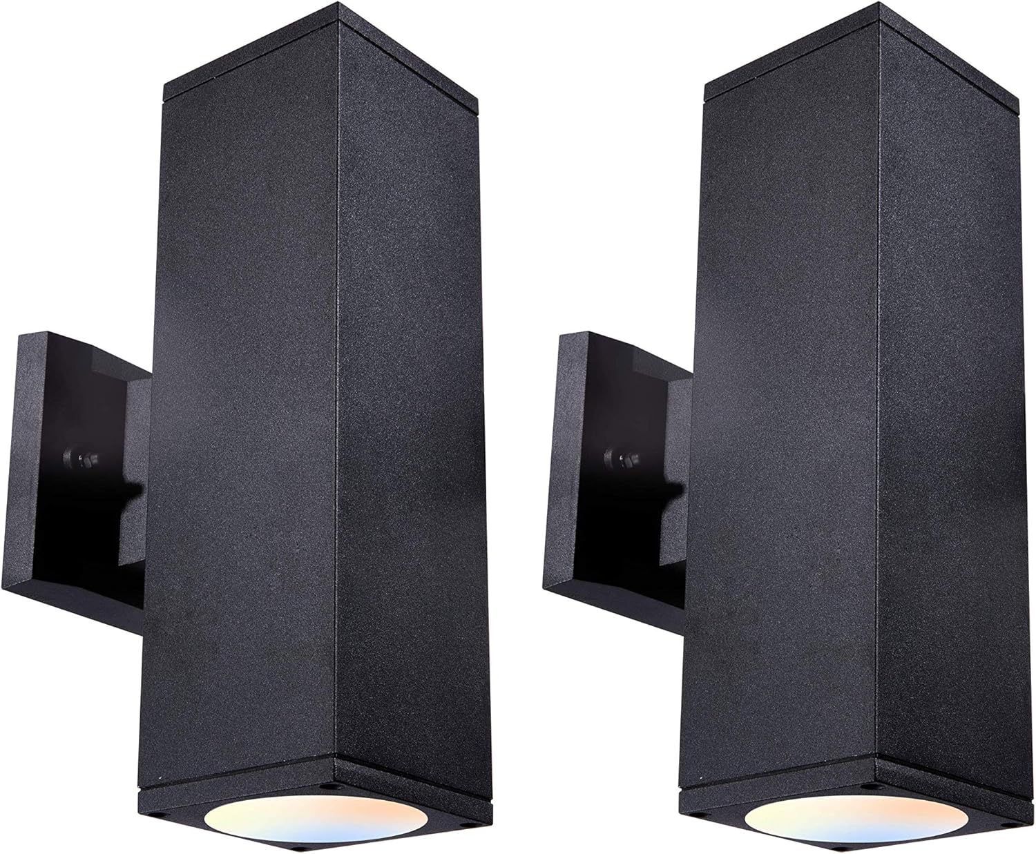 CLOUDY BAY 3 Color LED Outdoor Wall Light,Dusk to Dawn Photocell,24W 3000K Warm White/4000K Cool White/5000K Day Light Selectable, Up and Down Light, 2 Pack,Black Finished