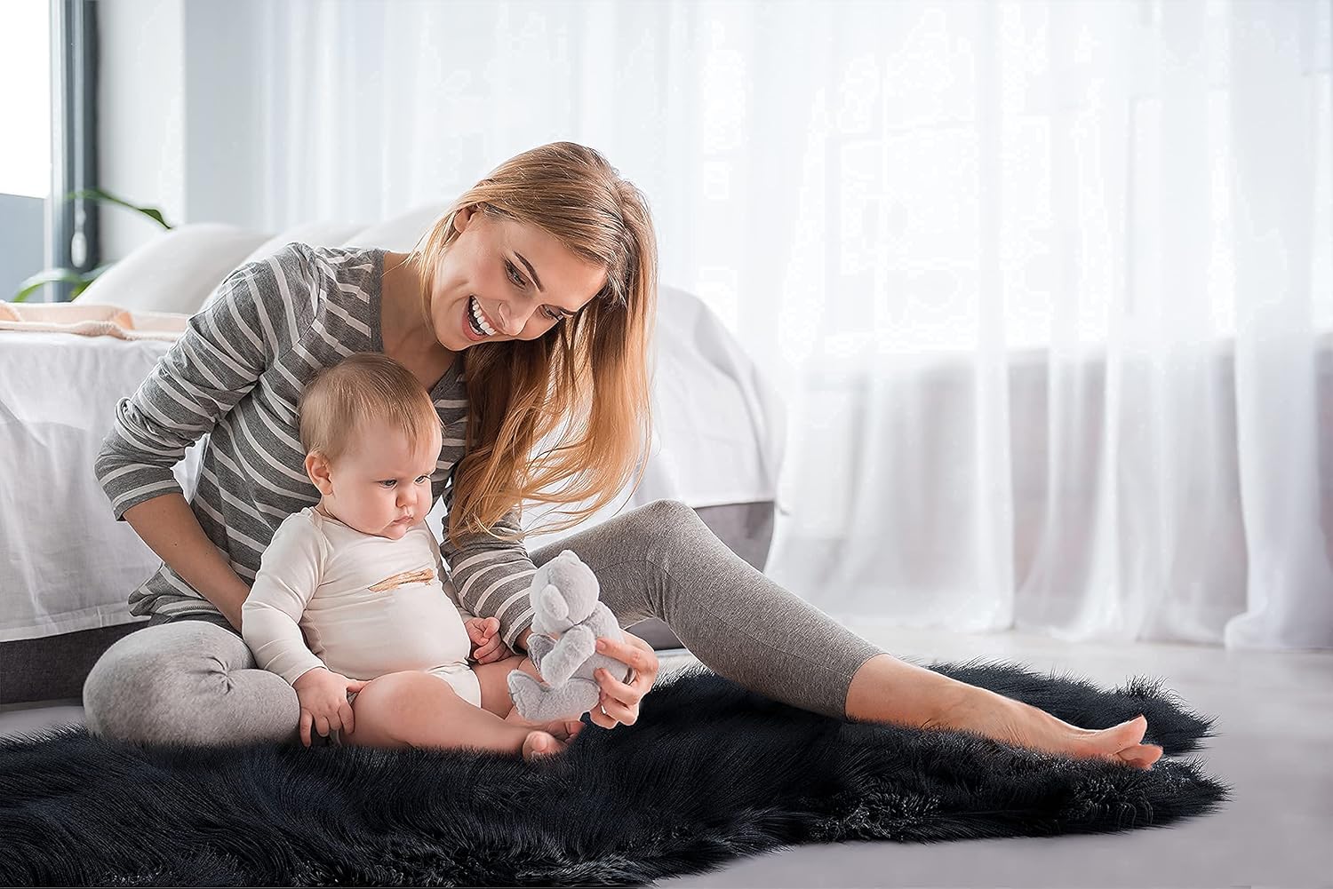 Extra Large Faux Bear Skin Area Rug 6ft x 3ft. Bear Skin Rug Extra Hairy. Comfy Faux Fur Bear Rug for Bedroom, Living Room, Cabin or Fireplace. Bear Rug for Nursery