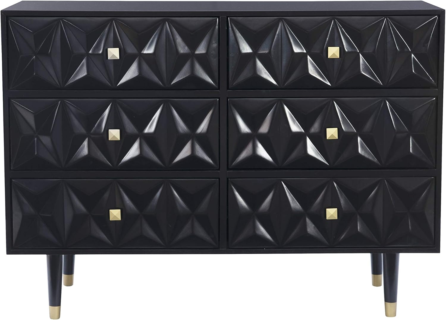 Linon Black Six Drawer Geo Texture Dresser Sheerah Chest