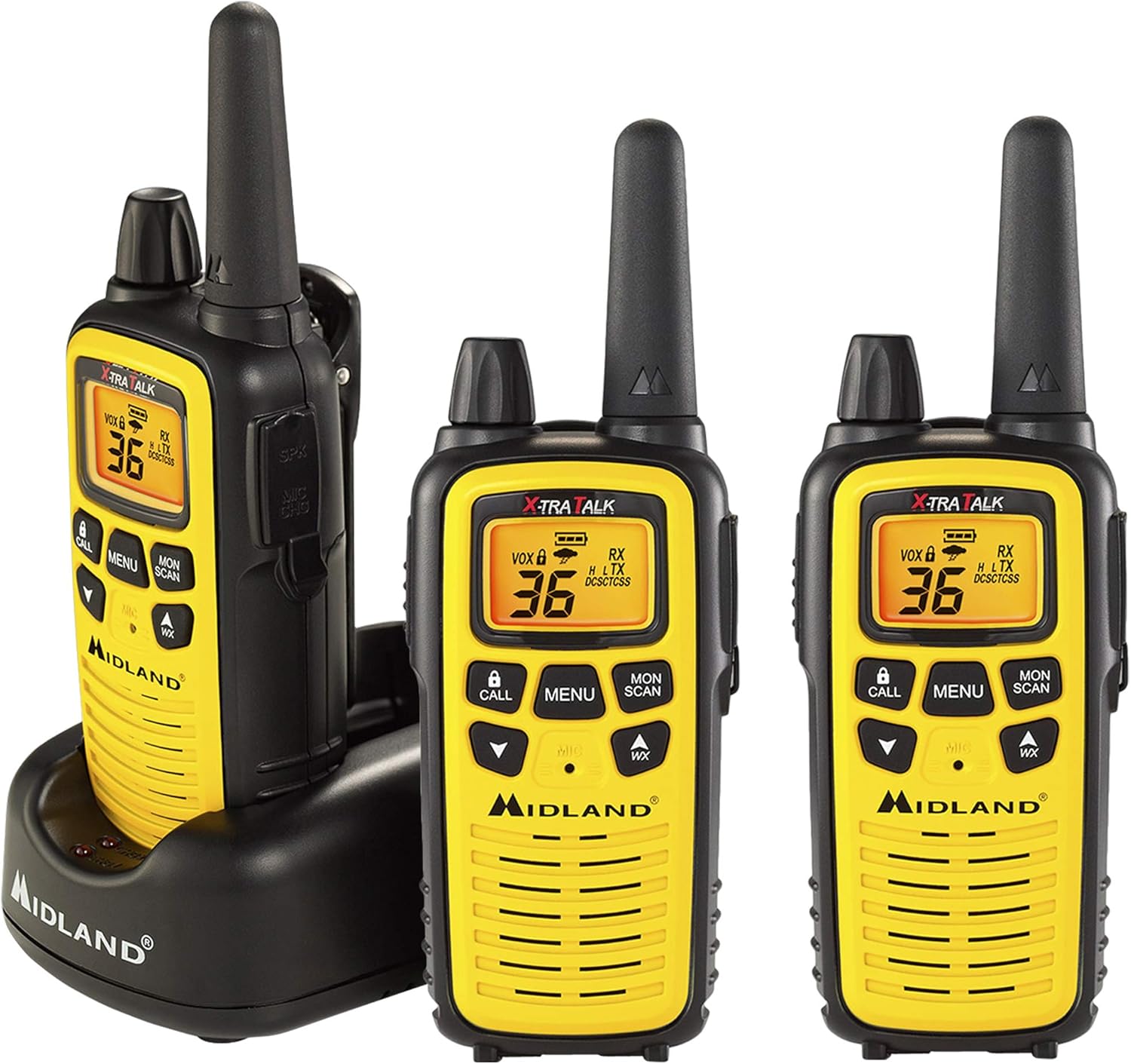 Midland - LXT600VP3, 36 Channel FRS Two-Way Radio - Up to 30 Mile Range Walkie Talkie, 121 Privacy Codes, NOAA Weather Scan + Alert (Pair Pack) (Black) Pack of 2