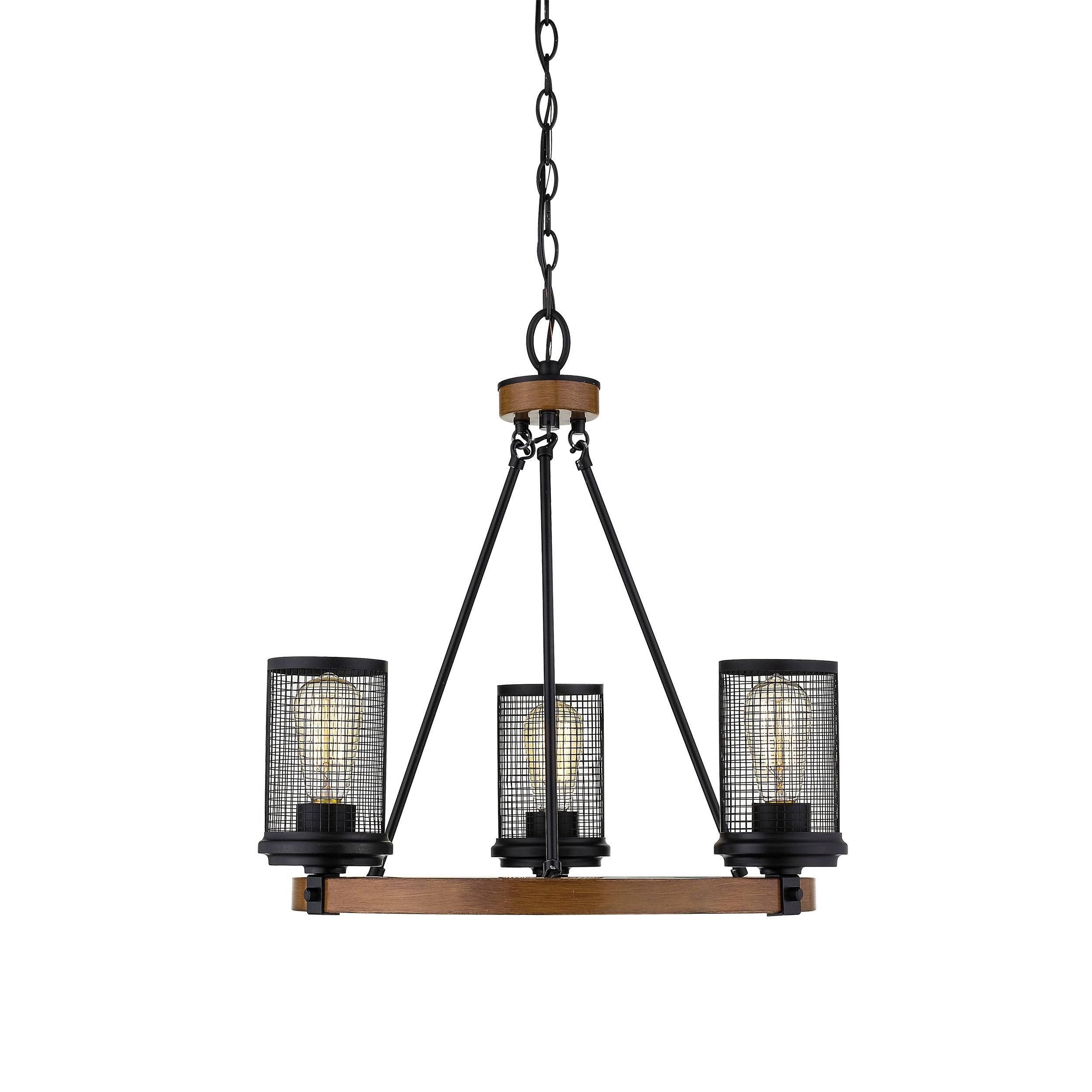 Millennium Lighting Chandelier Ceiling Light, Matte Black/Wood Grain (3523-MB/WG)