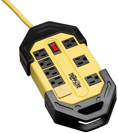 Tripp Lite 8 Outlet Safety Power Strip, 12ft Cord with GFCI 5-15P Plug, Hang Holes (TLM812GF) Black, yellow Pack of 2
