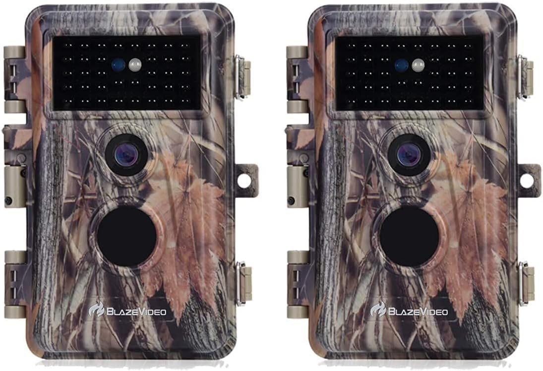 [2022 Upgrade] 2-Pack Game Trail Hunting Deer Cameras 24MP Full HD 1296P H.264 MP4 Video with Night Vision No Glow Motion Activated 0.3S Trigger Waterproof and Password Protected & Video Model