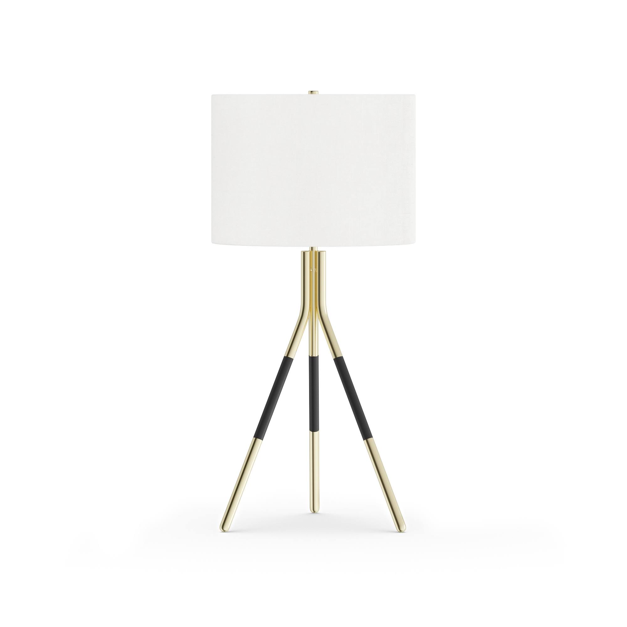 Modrn Tripod Floor Lamp and Table Lamp Set, Black and Gold