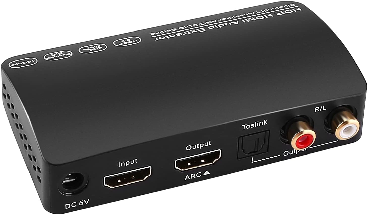 4K@60Hz HDMI2.0 Audio Extractor Converter with Bluetooth Transmitter, HDMI to HDMI Audio Splitter and Optical Toslink SPDIF + L/R Stereo HDMI ARC Adapter Converter Support HDR10