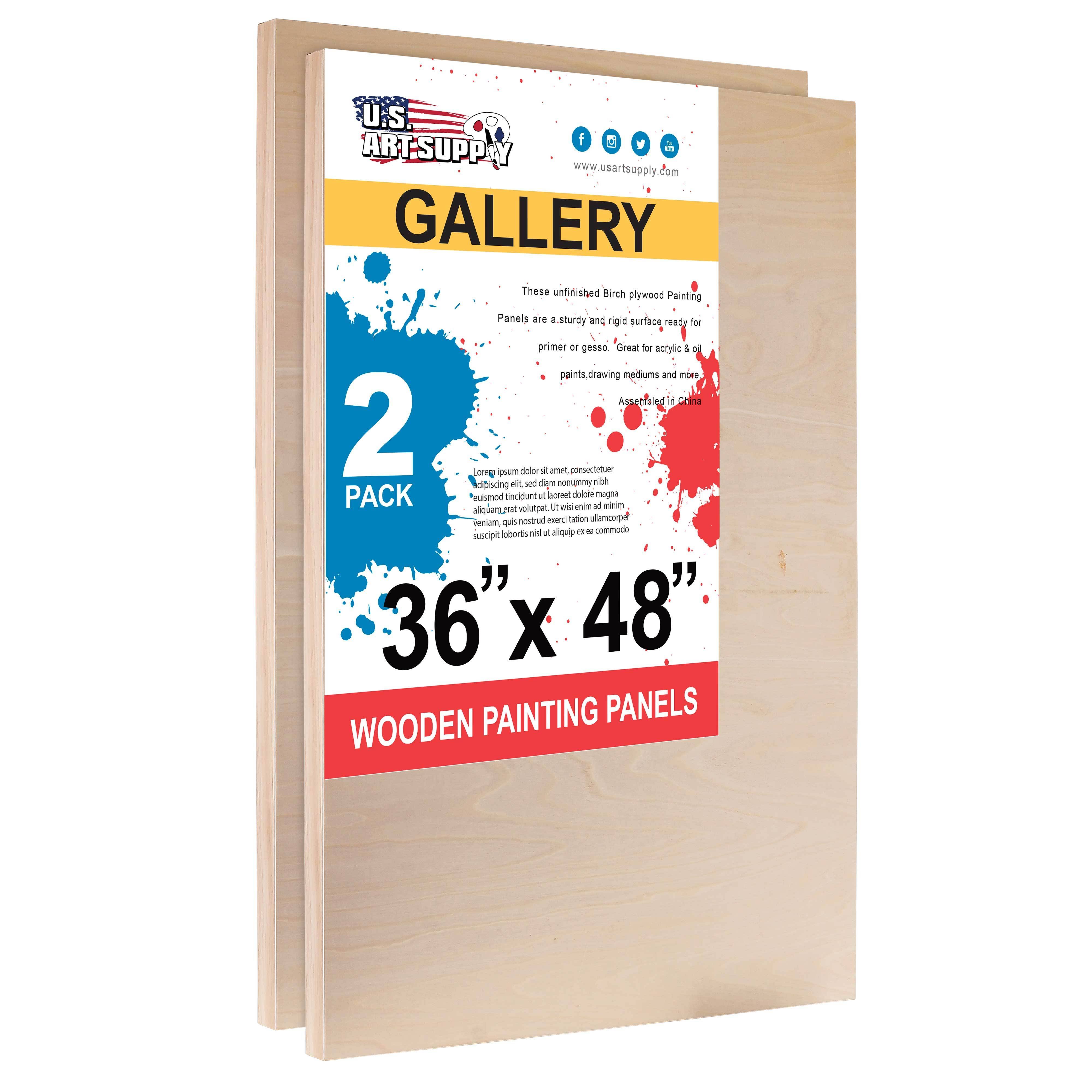 U.S. Art Supply 36x22 x 48x22 Birch Wood Paint Pouring Panel Boards, Gallery 1-1/2x22 Deep Cradle (Pack of 2) - Artist Depth Woo
