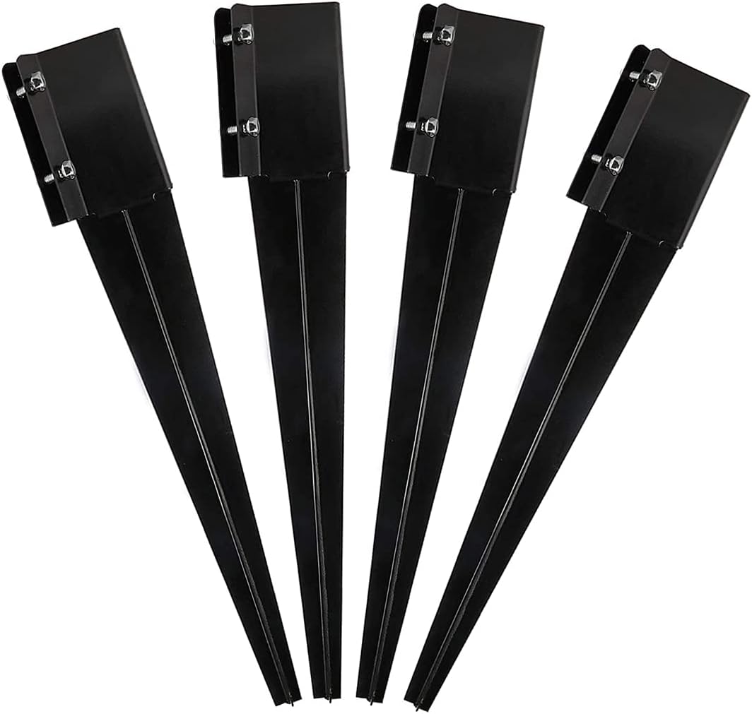 Kdgarden Fence Post Anchor Metal Ground Spike Heavy Duty Black Coated Powder Fence Stakes Post Support Base for 4