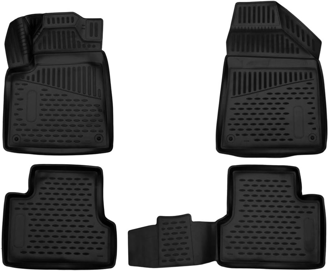 Fits 2015-2022 Jeep Cherokee Floor Mats Front & 2nd Row Seat Liner Set All Weather Full Set Liners (Black)