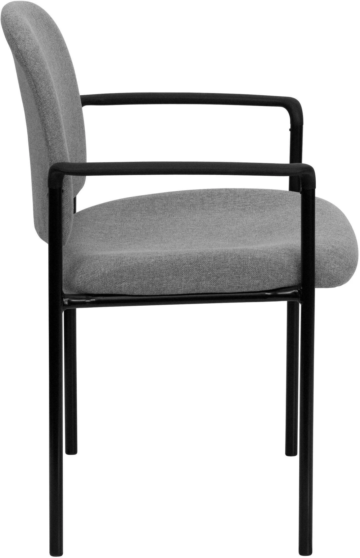 Flash Furniture Gray Fabric Comfortable Stackable Steel Side Chair with Arms