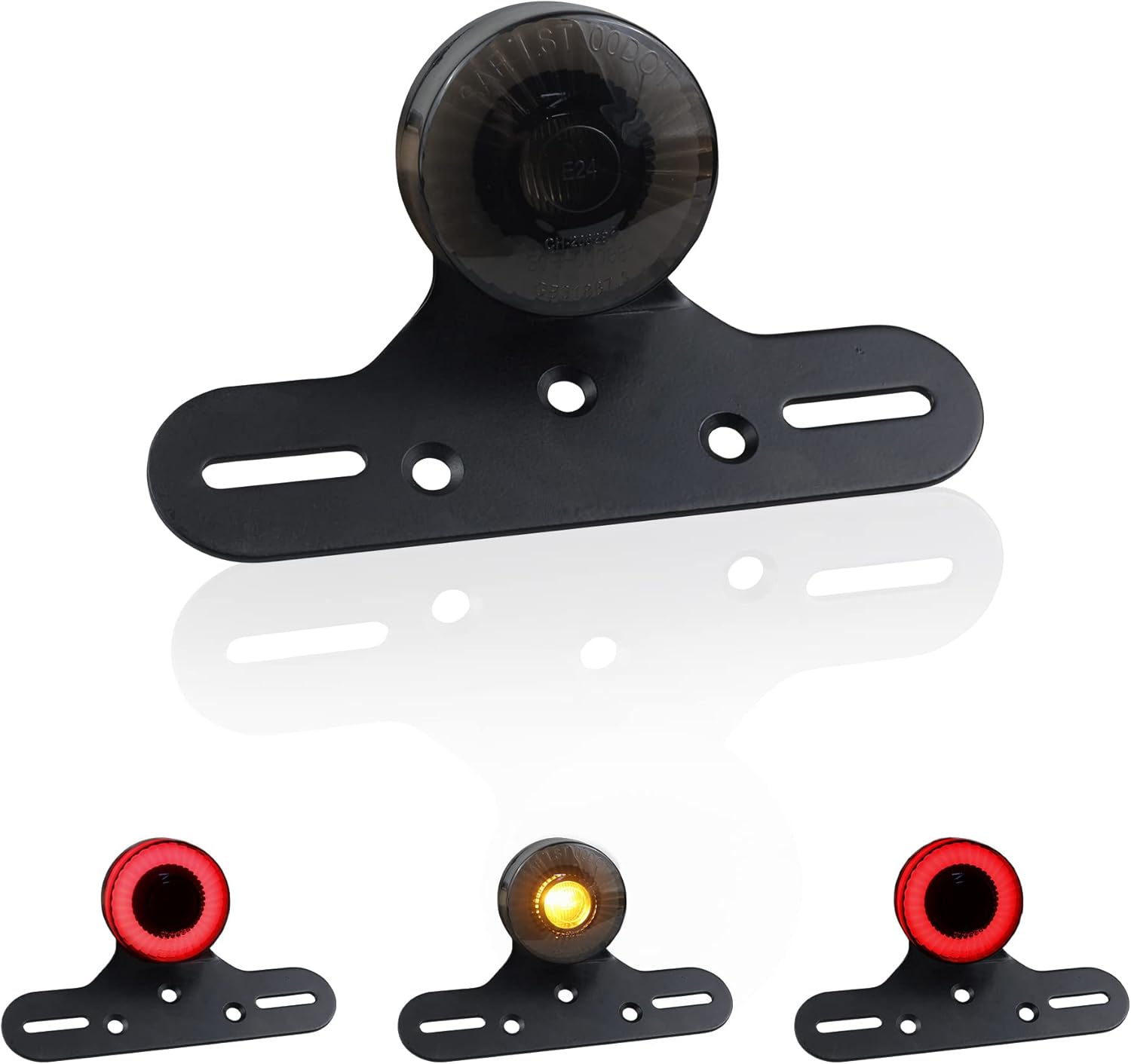 QUASCO Motorcycle Brake Tail Lights Integrated Turn Signals with License Plate Bracket Mount Compatible with Harley Honda Kawasaki Triumph Yamaha