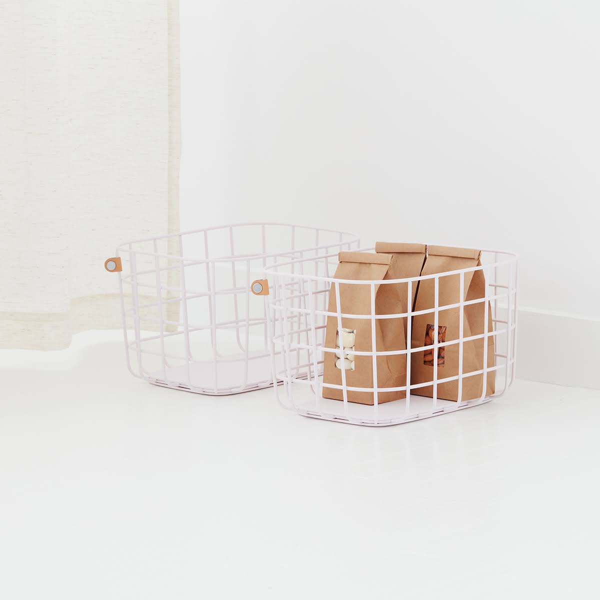 Open Spaces Medium Wire Baskets, Light Pink (Set of 2)