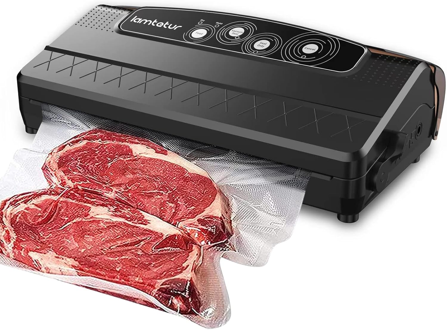 Vacuum Sealer Machine,8 in 1 Automatic Vacuum Sealing System with Vacuum Bags &Roller Storage, Cutter, Easy Hands-Free Operation Design ,Safety Certified, Dry &Moist Modes ,Indicator Lights Black