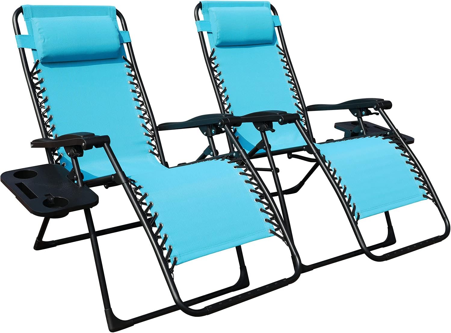 GOLDSUN Zero Gravity Chair Patio Folding Lawn Lounge Chairs Outdoor Foldable Camp Reclining Lounge Chair with sidetable for Backyard Porch Swimming Poolside and Beach Set of 2 (Beige)