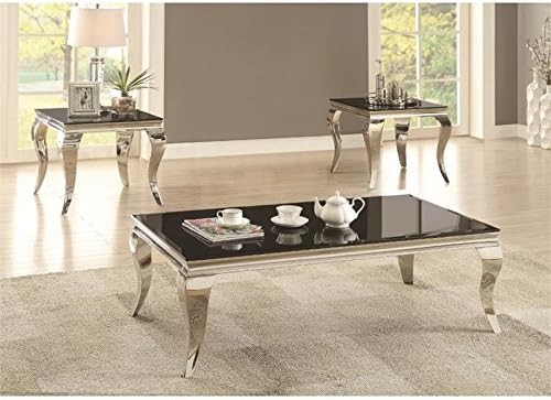 Stonecroft Furniture Square End Table in Chrome and Black