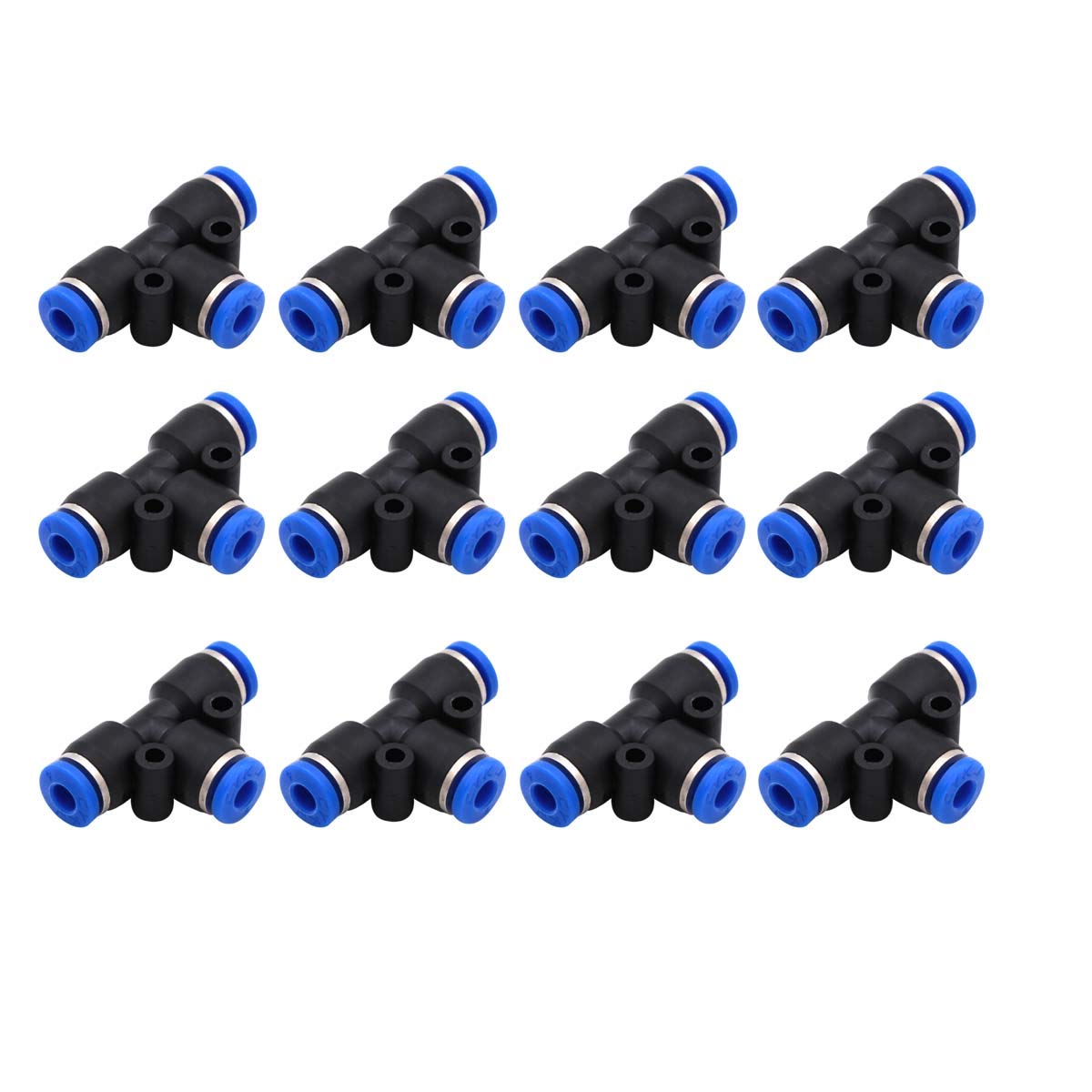 Pneumatic Tube Fitting,Plastic Push to Connect Fittings, 6mm Tube Tee Connect, Push Fit Fittings Pipe Tube Fittings Pack of 12.