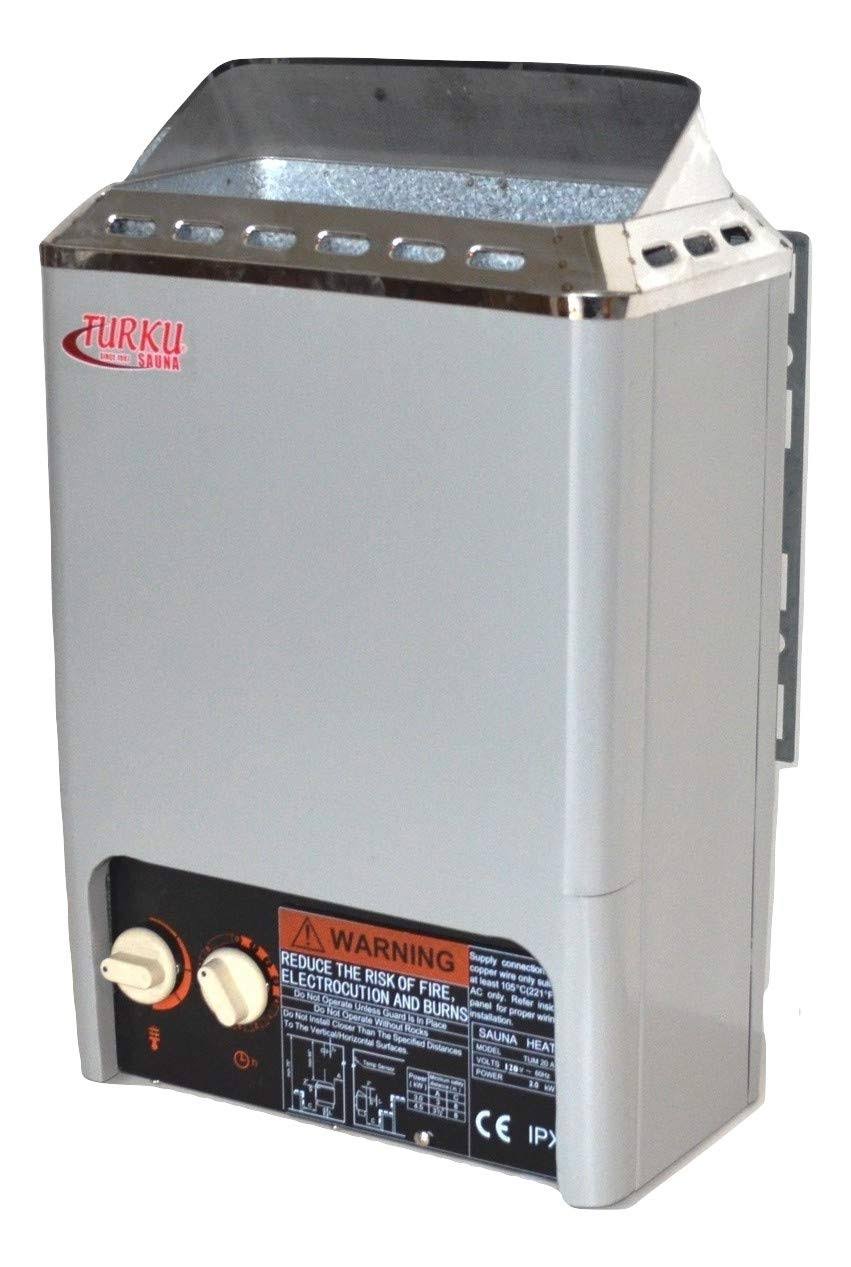 TUM20A- 2kW 110V 120V Compact Mini Type Wet u0026 Dry Turku Electric Sauna Spa Heater Stove with Built-in Controller for Traditi