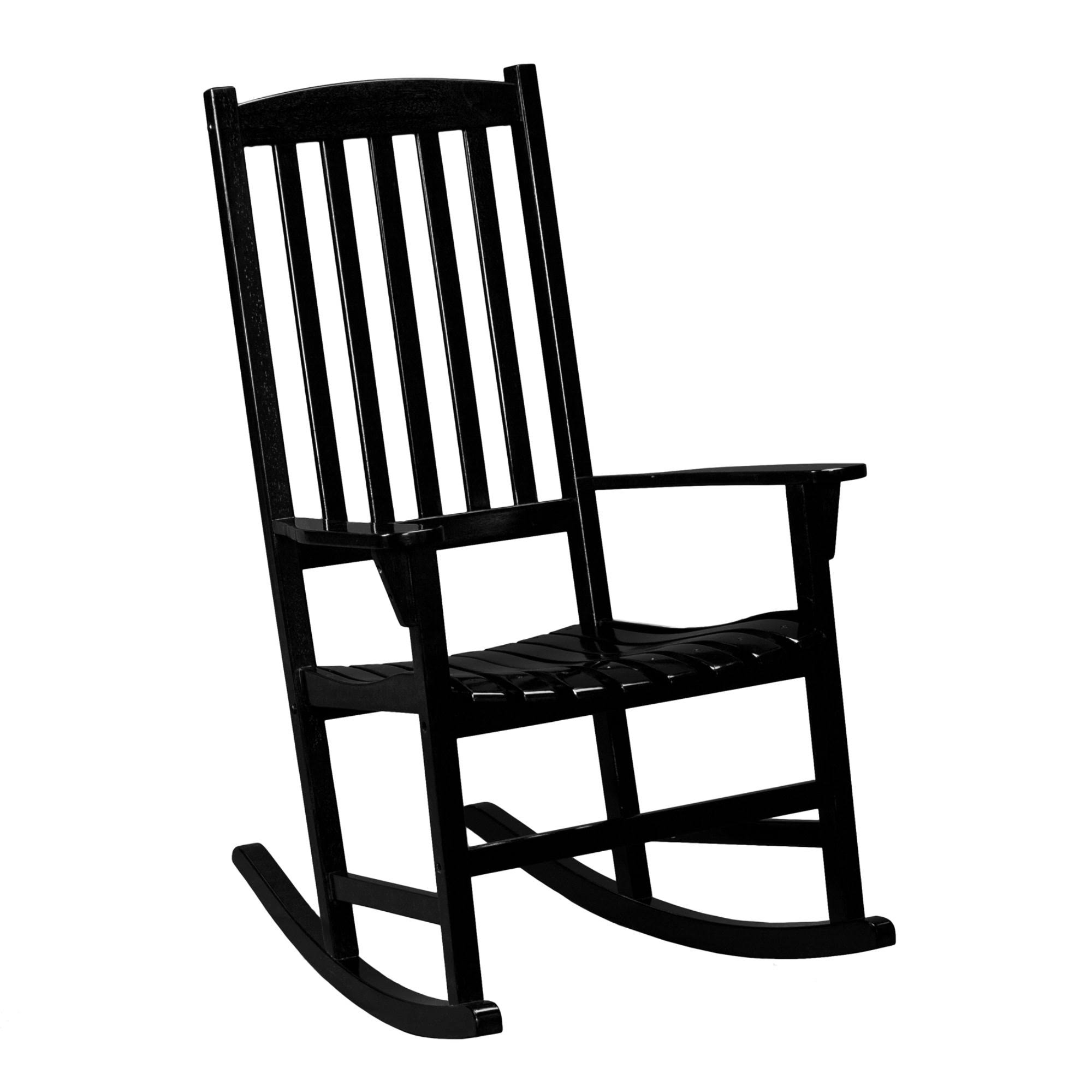 44.75x22 Black Solid Contemporary Porch Rocker Chair