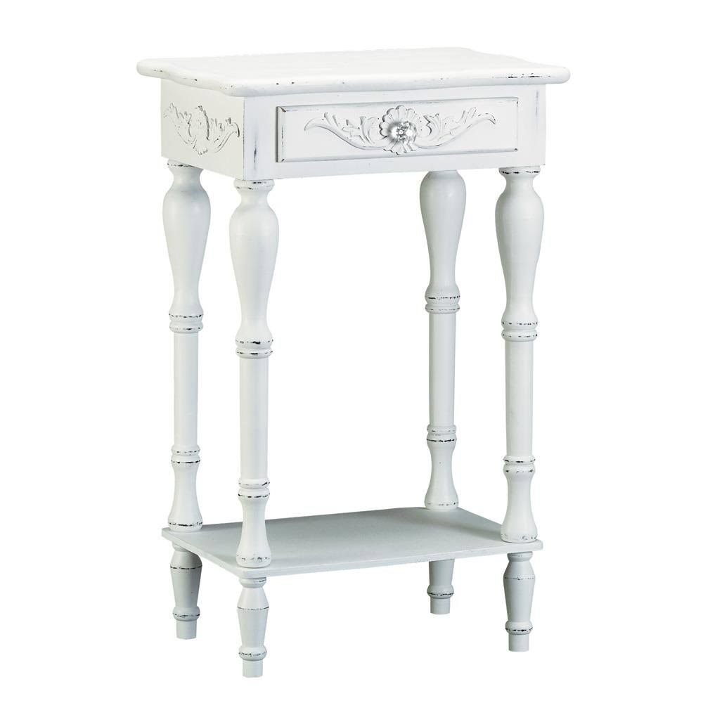 Modern Distressed White Wood Accent Table
