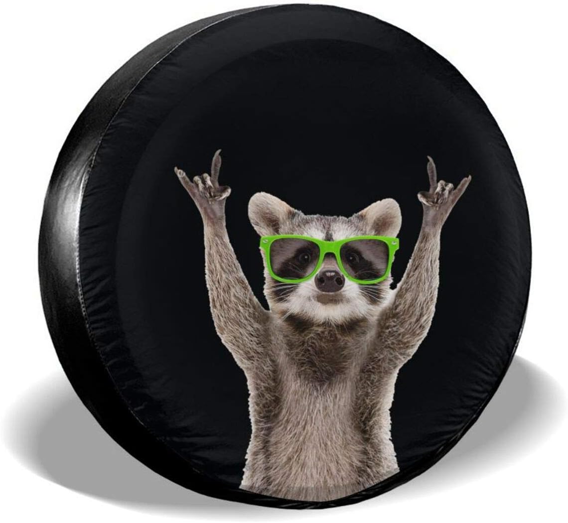 Hitamus Funny Raccoon Spare Tire Cover for Jeep Wrangler RV SUV Camper Travel Trailer Accessories 14 15 16 17 Inch Sunscreen Dustproof Wheel Cover&hellip; (15 inch)