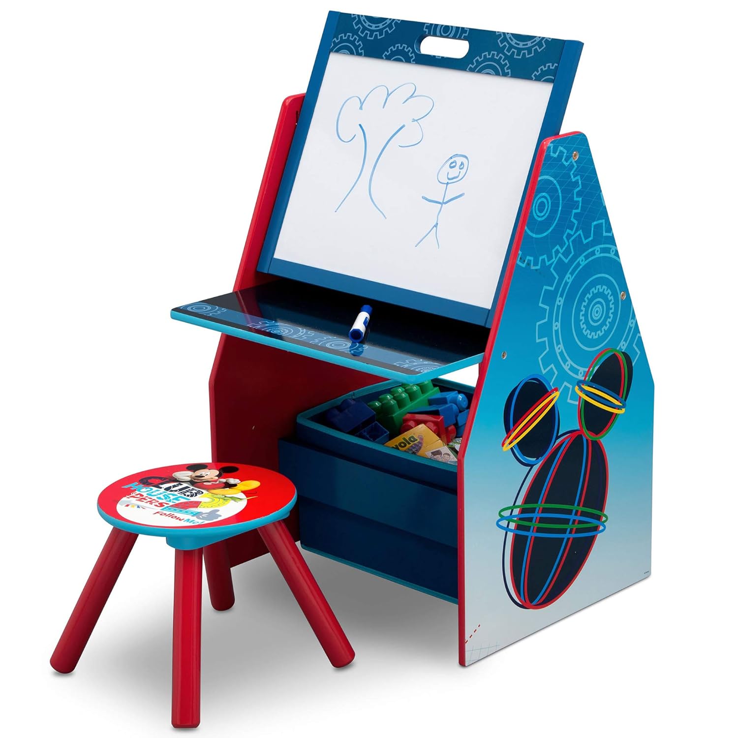 Delta Children Kids Easel and Play Station – Ideal for Arts & Crafts, Drawing, Homeschooling and More, Nick Jr. PAW Patrol Pack of 2