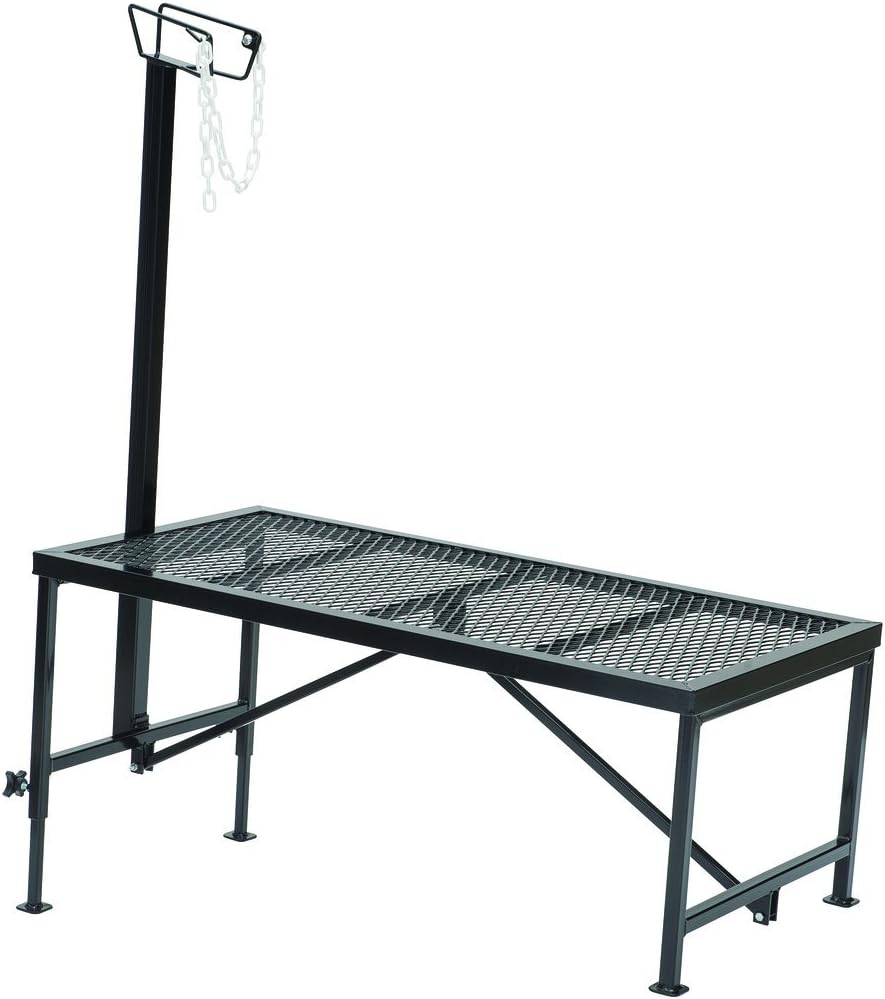 Weaver Leather Livestock Steel Trim Stand - Adjustable and Durable Trimming Stand for Sheep, Goats, and Other Livestock - Wire Headpiece Holds Animals in Place During Grooming, Black