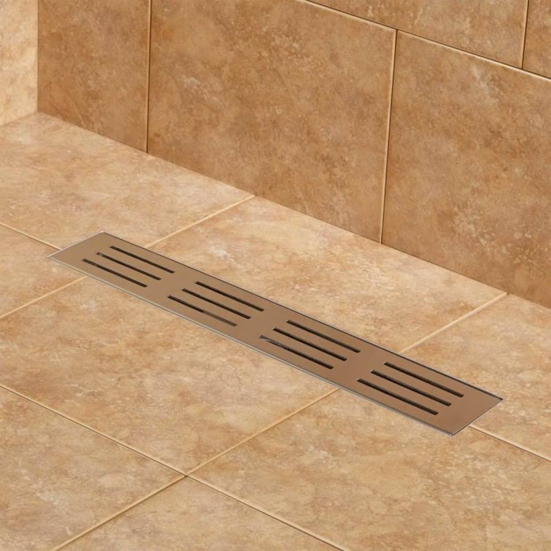 Signature Hardware 926145-18-F Siewart 18x22 Linear Shower Drain with Flange Brushed Stainless Steel Shower Accessories Shower D