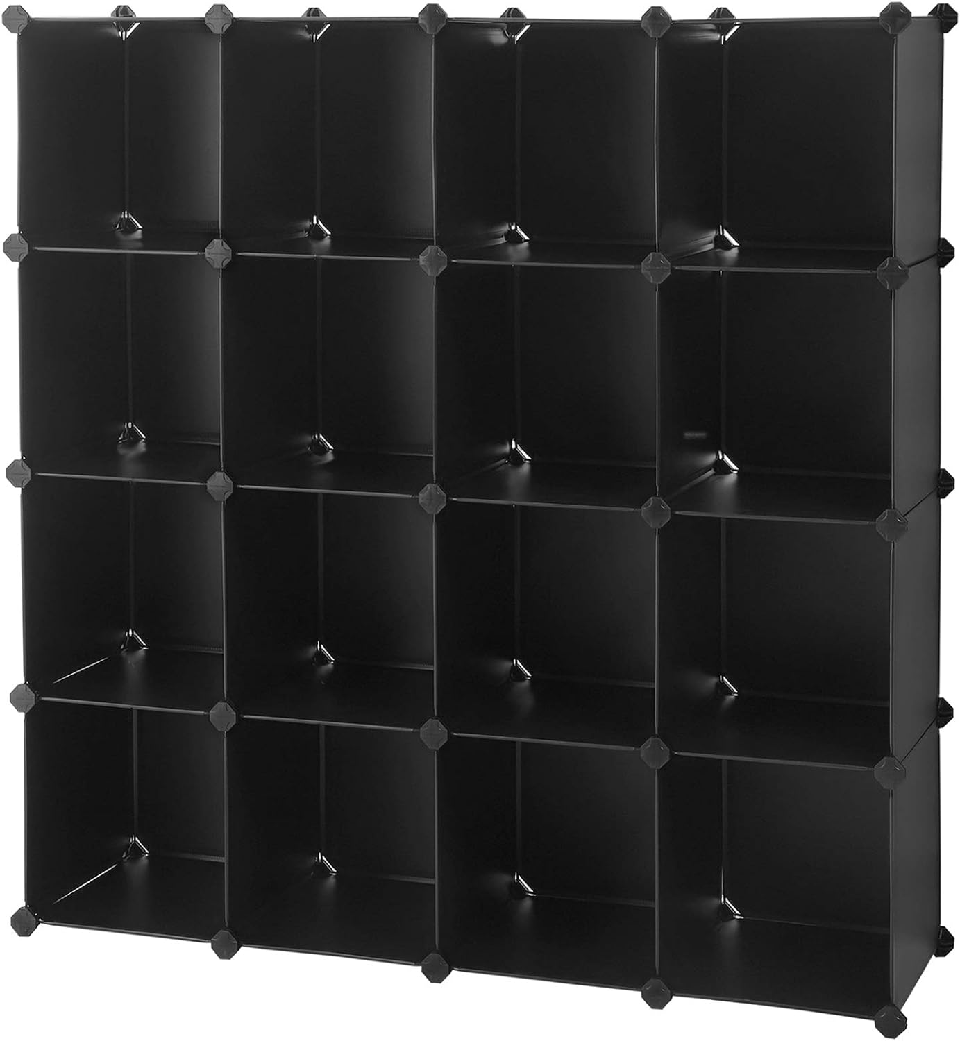SONGMICS Cube Storage Organizer, 16-Cube Book Shelf, DIY Plastic Closet Cabinet, Modular Bookcase, Storage Shelving for Bedroom, Living Room, Office, 48.4 L x 12.2 W x 48.4 H Inches, Gray ULPC442G01 Pack of 2