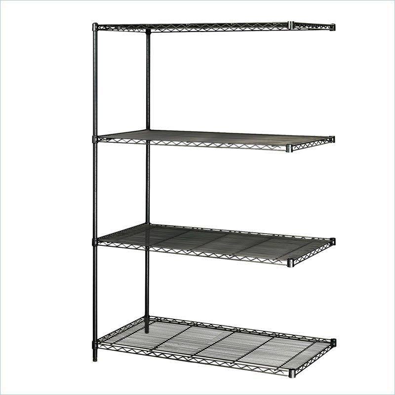 Safco Industrial Wire Shelving, Add-On Unit, 48 x 18in, Black