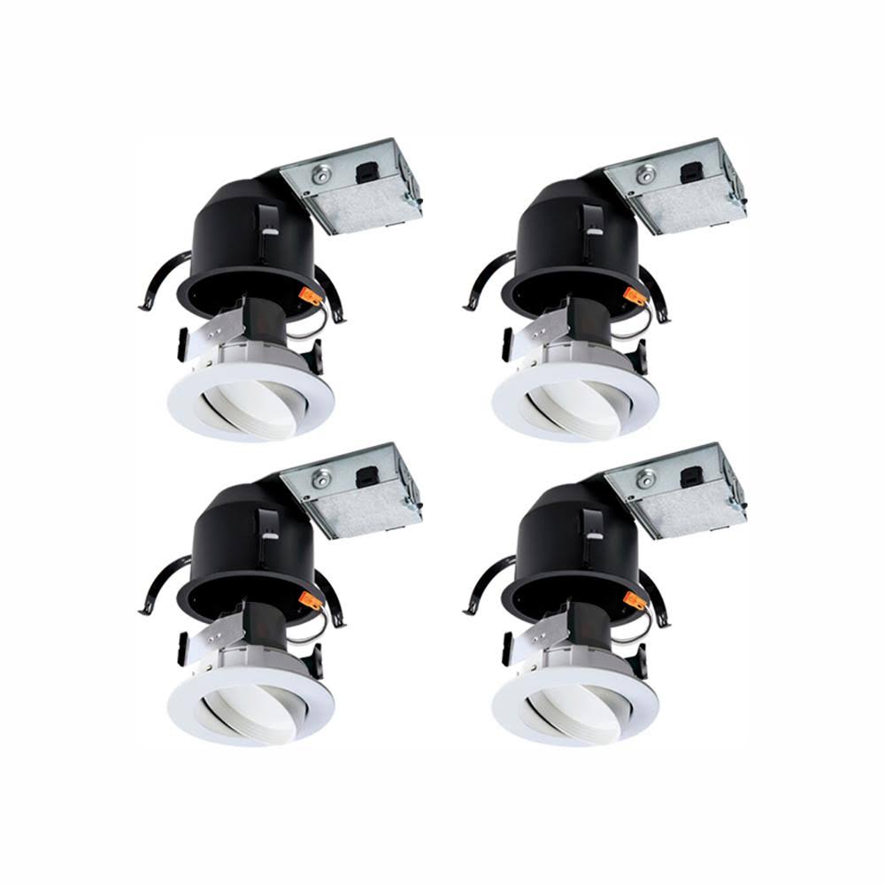 Halo RA 4 in. (4-Pack) Remodel Ceiling Housing and (4-Pack) Dimmable White Integrated LED Recessed Spotlight Kit