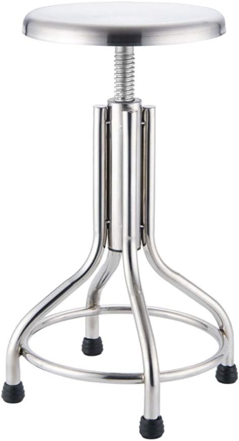 LBST Stainless Steel Counter Height Stool, Backless Bar Stool Metal Round Industrial Style,Commercial Quality, Height Adjustable with 50-70cm