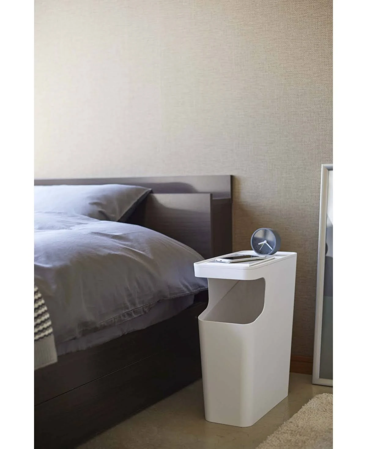 Yamazaki Home Tower Side Table and Trash Can Black
