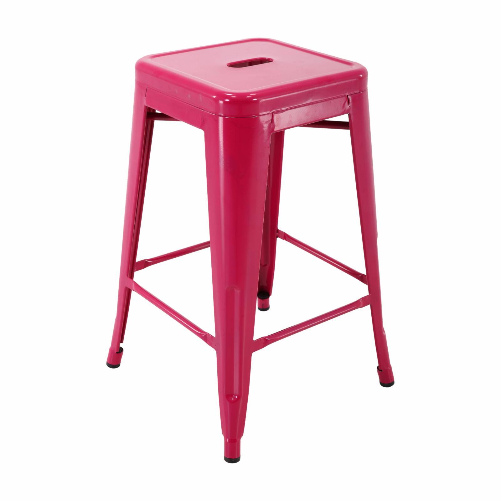 Brage Living Barstool 24 inch Backless Metal Stools Fuchsia (Set of 2) Br1871024-2