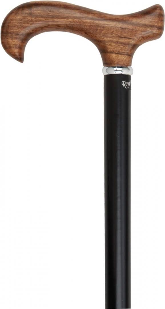 Royal Canes -Ovangkol Derby Handle Walking Cane with Black Beechwood Shaft and Silver Collar